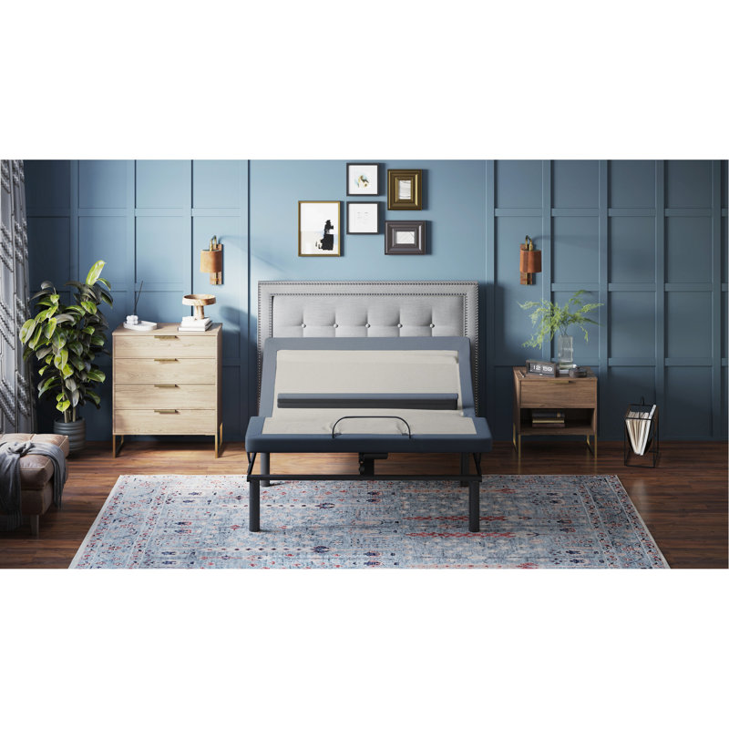 Twin Xl Adjustable Bed With Head/Foot Tilt, Lumbar Position, 3 Intensity Massages, Led Under Lightning, Leg Head & Foot Modes Massage, Lighting, Chargers