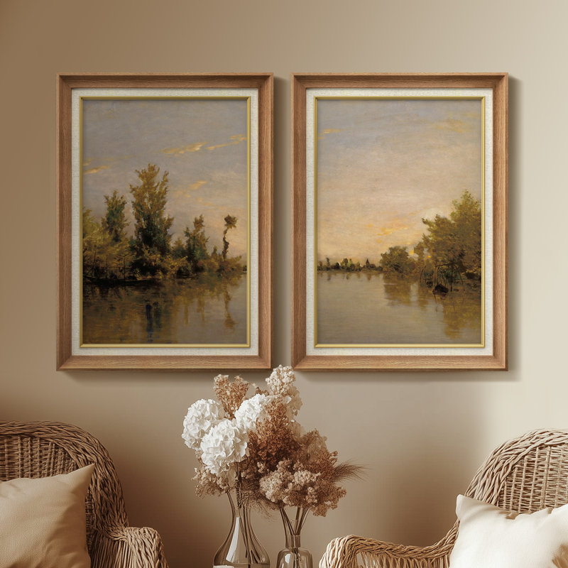 Set of 2 Premium Framed Art Artworks on Premium Canvas with 26"x36" Frame, Natural
