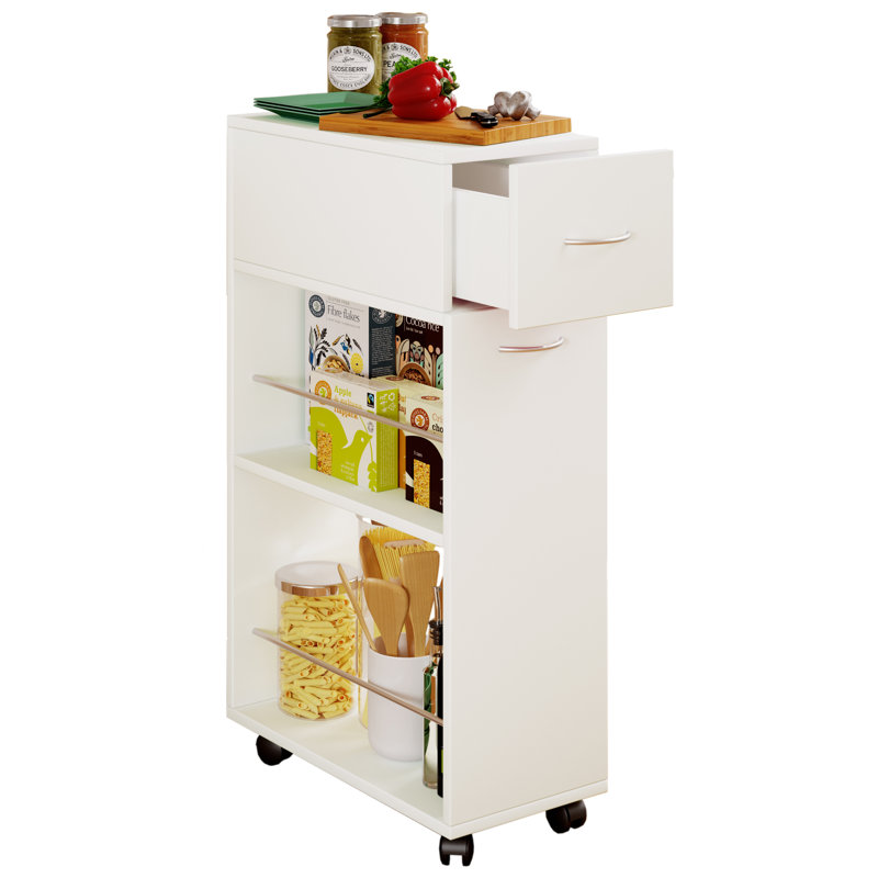 Quindarius Wood Kitchen Cart, White