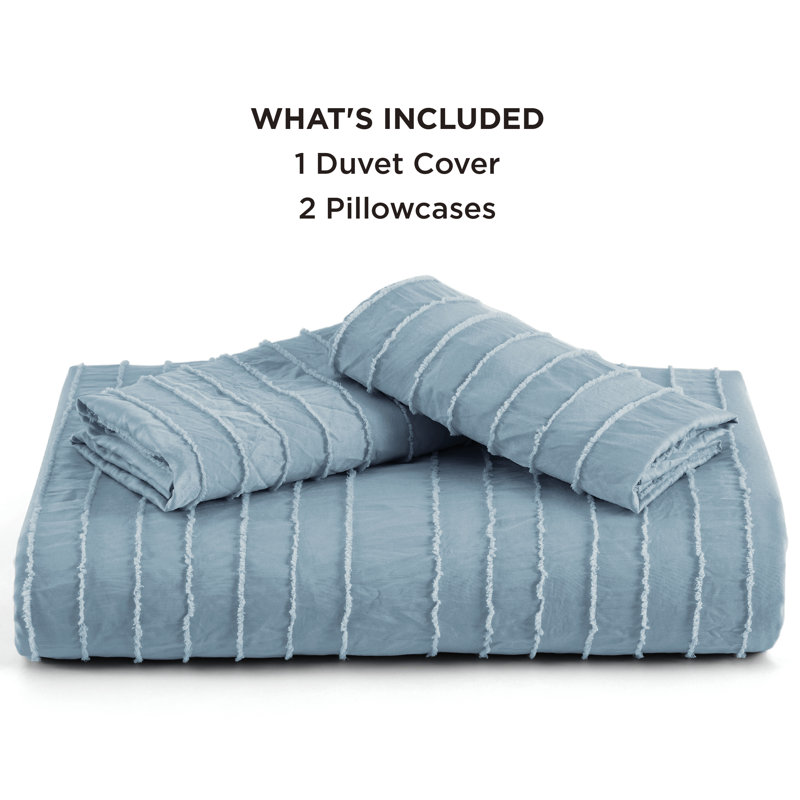 Essential Bedsure Shabby Chic Striped Tufted Duvet Cover, Twin Duvet Cover + 1 Standard Pillowcase, Mineral Blue
