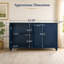 Buffet de style champêtre de 160 cm avec 4 portes cintrées décoratives, dosseret de rangement bleu vieilli-976720887