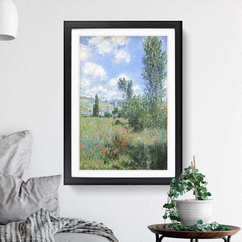 View of Vetheuil Vol.2 by Claude Monet - Framed Print, Black, 65cm H x 48cm W x 2cm D