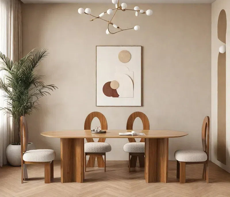 Solid Wood Durable Oval Dining Table Sets., 29.53"H x 62.99"L x 27.56"W