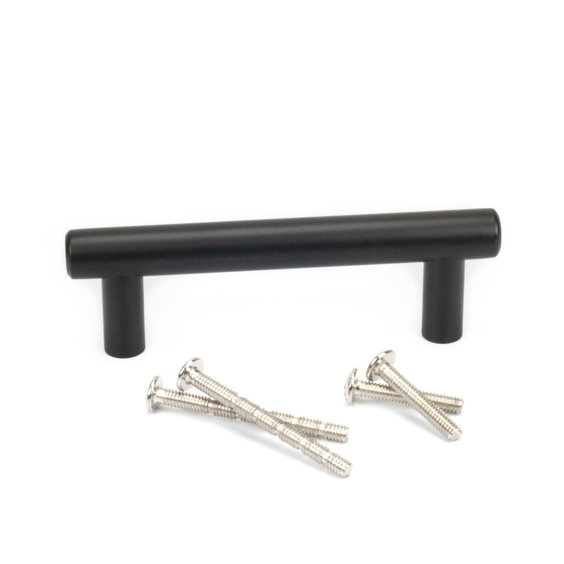 Matte Black Steel Bar Pull Cabinet Handles with Mounting Hardware