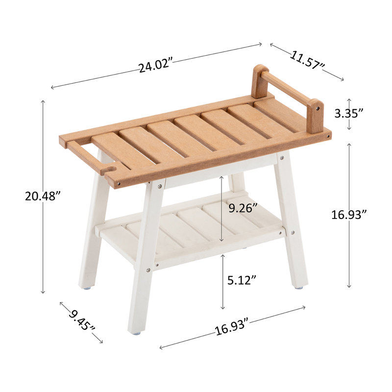 Banc de douche en polyéthylène Natilea, H 20 po x l 24 po x P 12 po, Brun / blanc