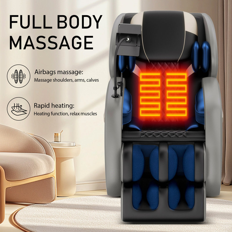 Fauteuil de massage inclinable sans gravité avec pression d'air corporelle complète, Grey Faux Leather