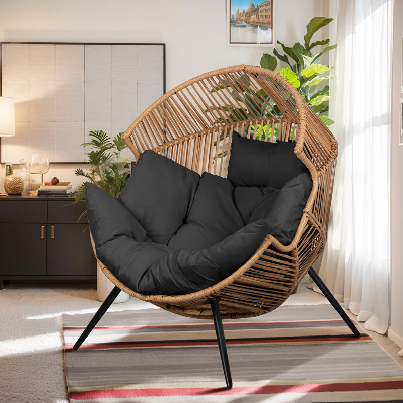 Fauteuil à œufs avec coussin Casi, Gris / naturel