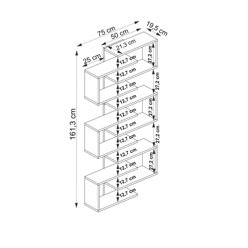 Bookcase With Geometric Shelves Rozalin, White