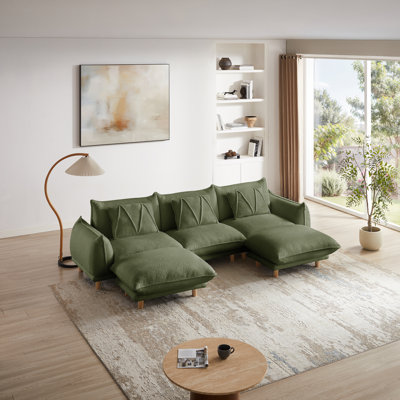 Oversized Modular Sectional Sofa 5 Piece U Shaped Deep Sectional Couches With High Density Memory Foam For Living Room With 2 Ottoman