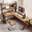 Bureau en bois de noyer en L massif