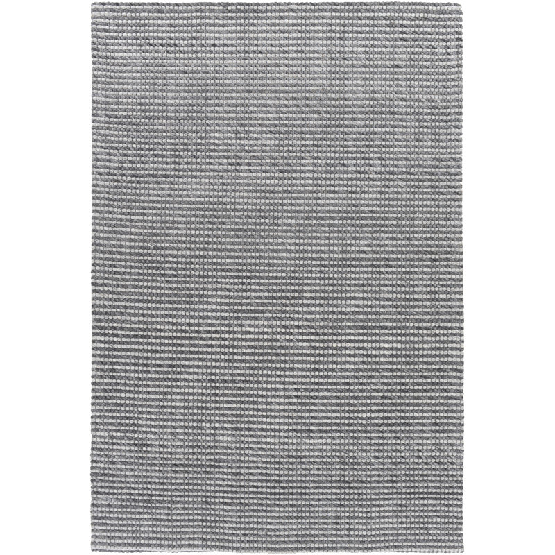Tapis gris moyen en laine tissé à plat Daive, Rectangle 5 pi x 7 pi 6 po