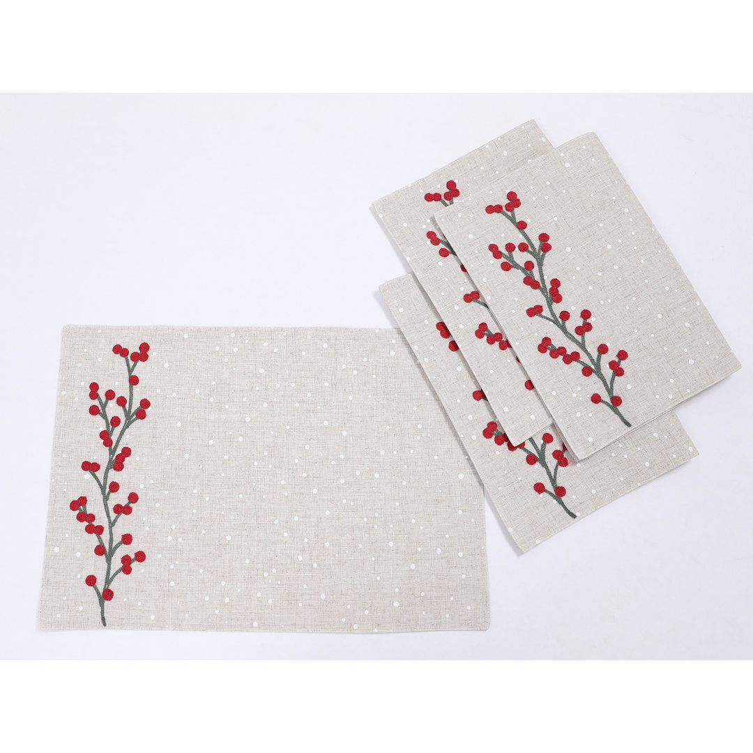 Isiah Embroidered Rectangle Placemat (Set of 4) The Holiday Aisle®