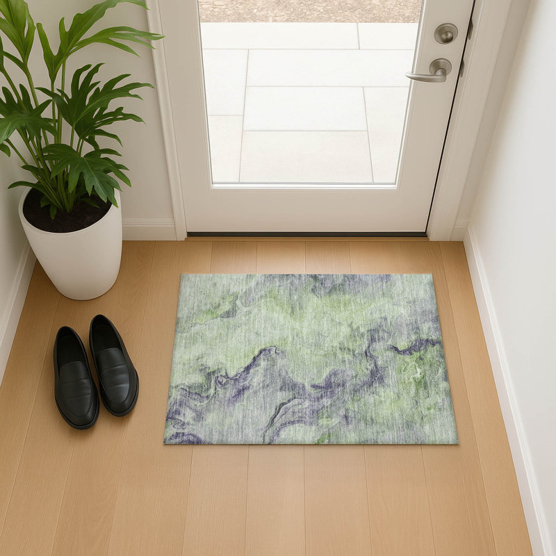Premium Machine Washable Slesnick AMF1680 Abstract Rug, Rectangle 1'8" x 2'6"
