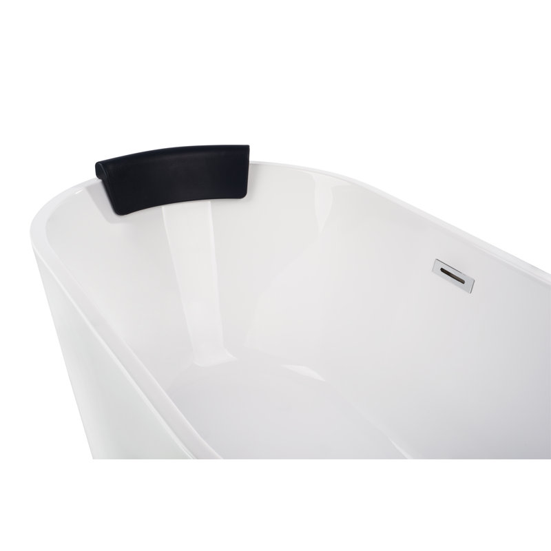 Iris 59" x 29.5" Freestanding Soaking Acrylic Bathtub, White/Oil Rubbed Bronze