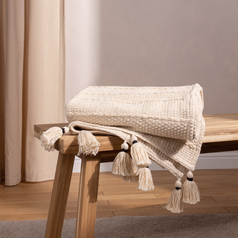 Caliche Textural Weaves Throw Blanket, Natural