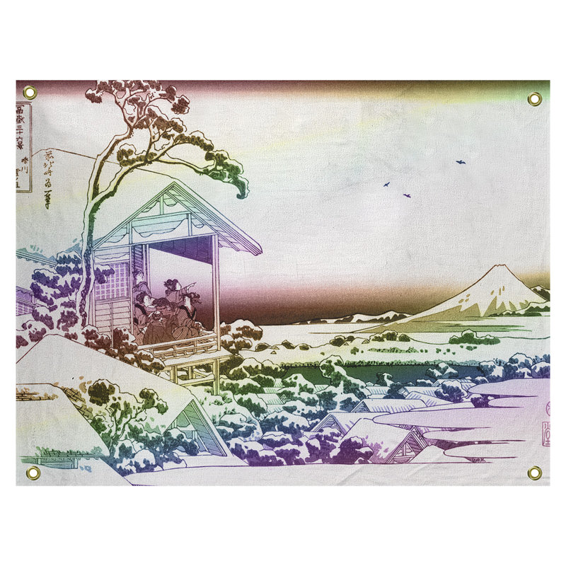 Tapisserie murale «Tea House at Koishikawa», H 81,5 po x l 60,5 po, Mauve / olive