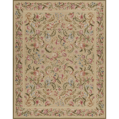 Highland Needleworks Wool Area Rug in Beige