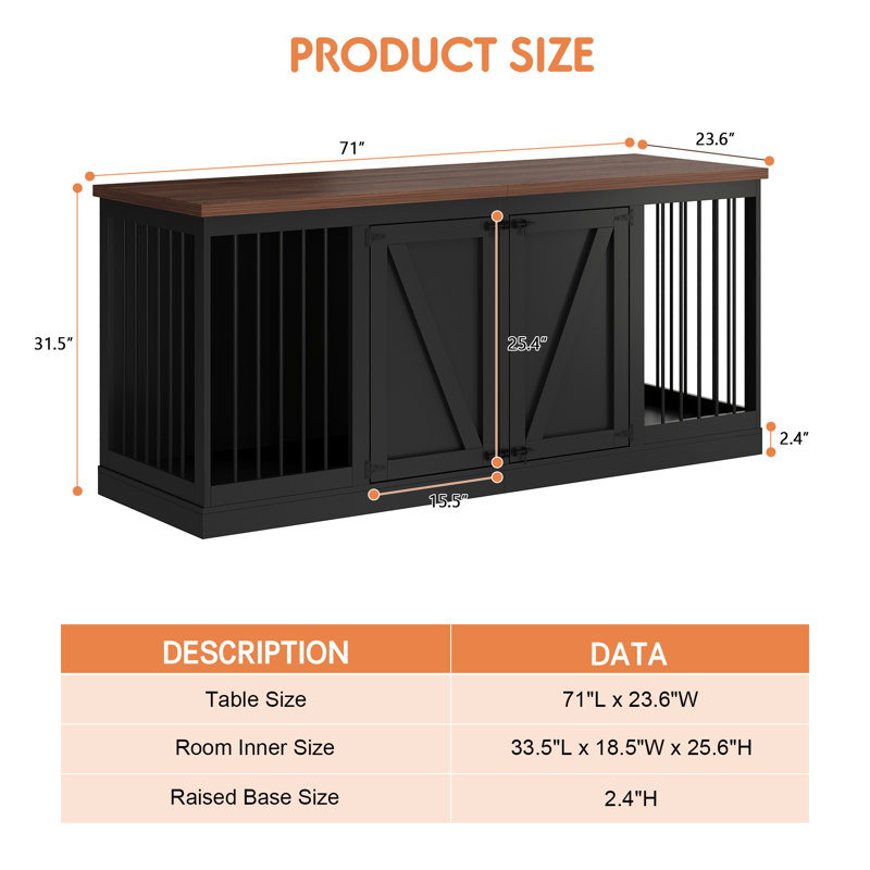 Filaretos Wood Furniture Style Crate with 2 Doors, Black