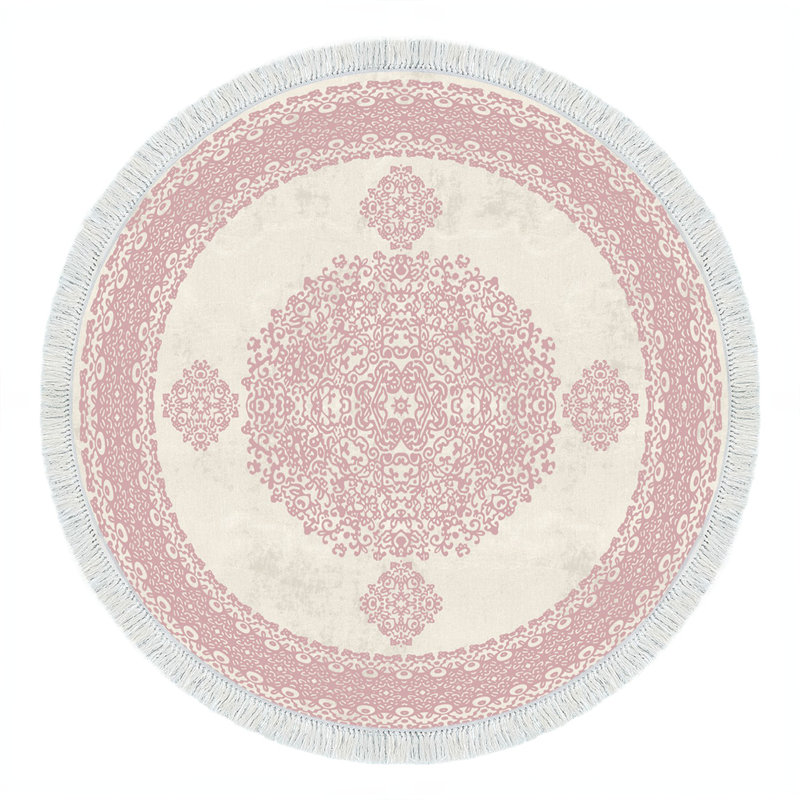 Round Mercedes Damask Area Rug, Round 100cm