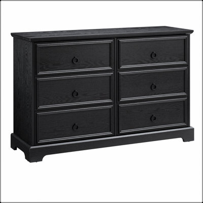 Commode à 6 tiroirs Modern Farmhouse pour chambre à coucher, rangement en bois avec tiroirs profonds et plateau en chêne rustique