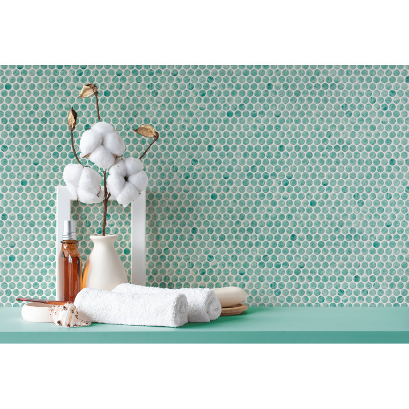 Clubton Maldives bleu 3/4 po Carreau de mosaïque pour mur et plancher Penny, Vert