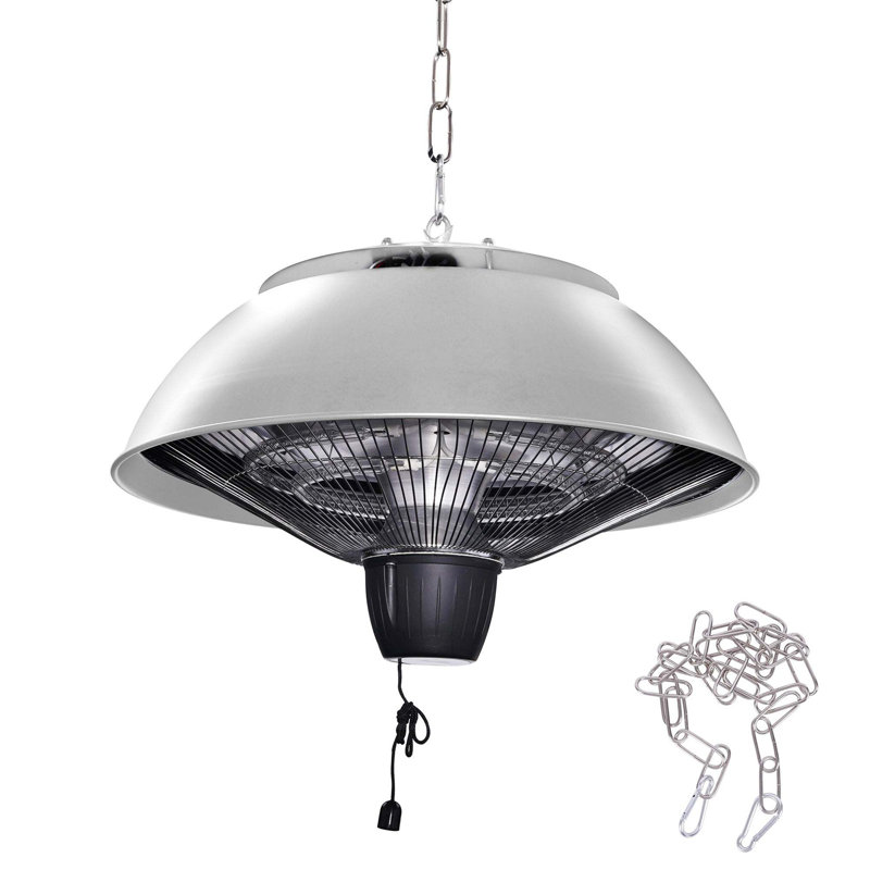 Electric Hanging Patio Heater, Silver