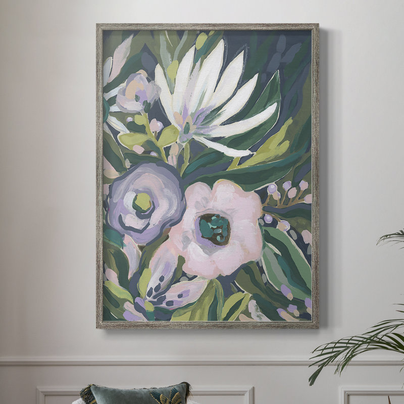 Purple Jungle Garden II Framed Print - Solid Wood, 21" H x 17" W