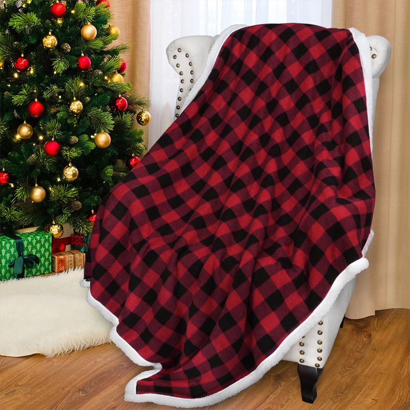 Red and White Reversible Sherpa Fleece Patriotic Blanket