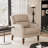 Upholstered Armchair With Solid Wood Legs, Modern Boucle Fabric Accent Chair-949130042