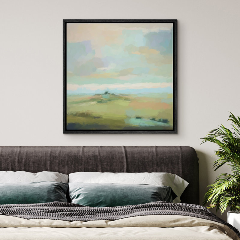 Doux pastel, paysage de campagne, décoration murale pour salon, chambre à coucher, reproduction d'art sur toile encadrée