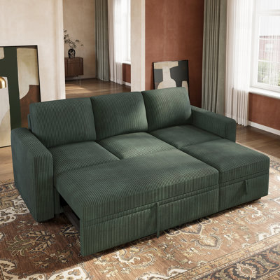 Hoelscher L-shaped Sectional Sleeper With Storage Green