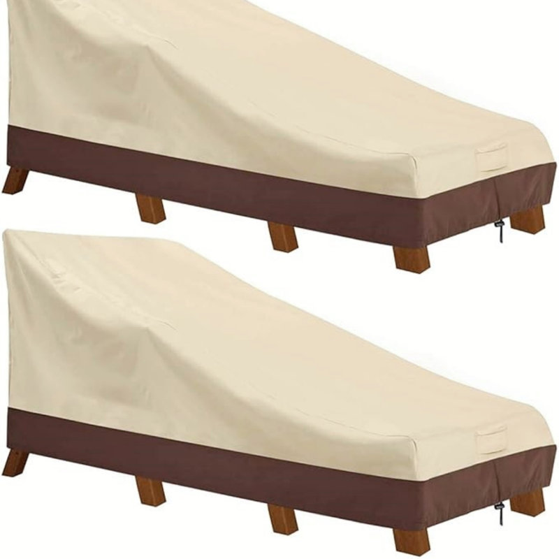 Housse pour meubles d'extérieur résistante et imperméable avec design incliné, beige, 218 x 86 x 76/38 cm