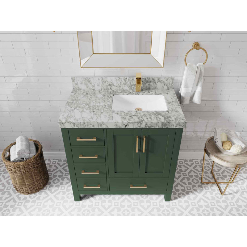 Ensemble de meuble-lavabo simple 36 po Malibu, Marbre de Carrare