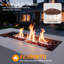 Table de foyer d'extérieur au propane de 44 po avec table d'appoint avec rangement pour réservoir, foyer extérieur de 50 000 BTU avec couvercle, pierres de lave et housse de pluie-509897074