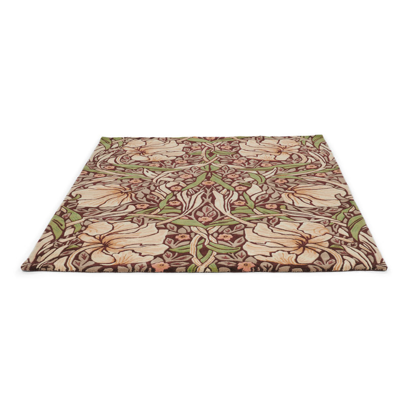 Hand Tufted Wool Floral Area Rug in Brown, Rectangle 6'7" x 9'2"