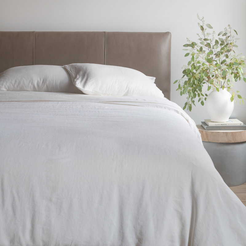 100% French Linen Duvet Cover & Sham Set, Twin Duvet Cover + 1 Standard Pillow Sham, Cream
