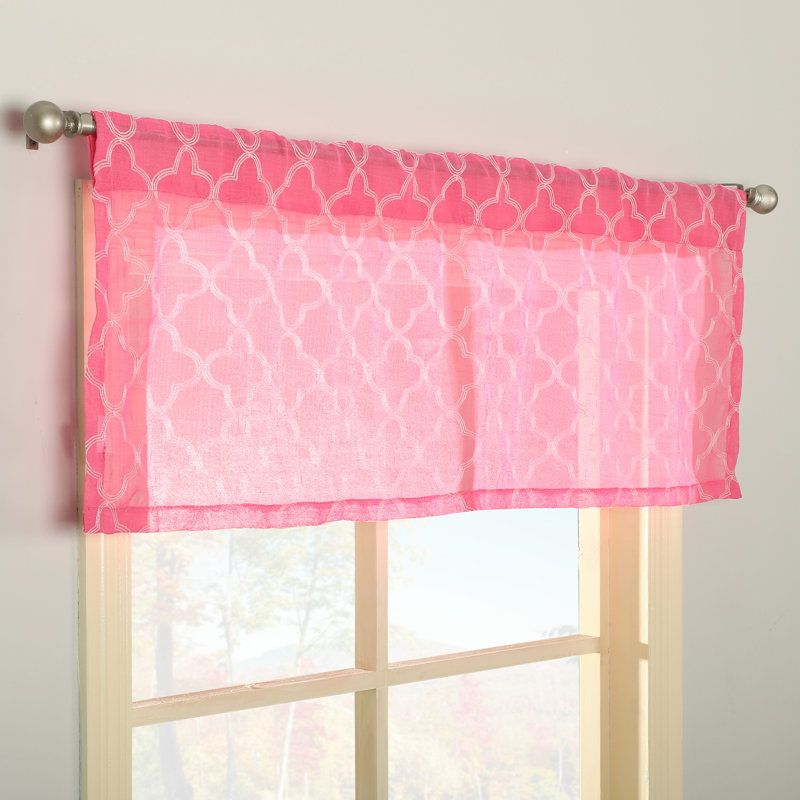 Geometric Tailored Window Valance, Azalea Pink