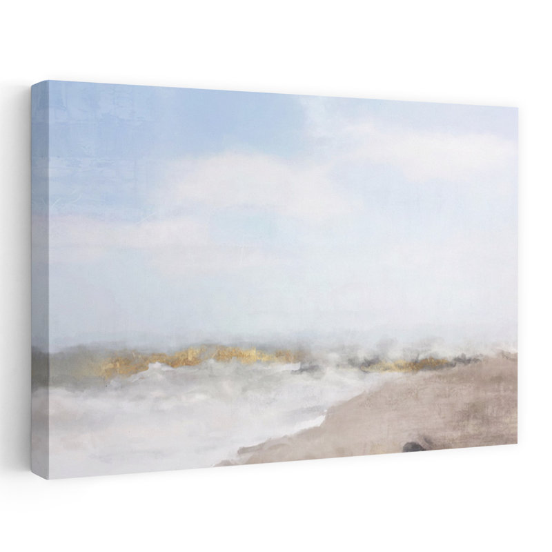 Plage sauvage, art marin contemporain abstrait, H 32 po x l 48 po