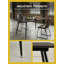 Table de salle à manger moderne 51,2 "avec plateau en bois et pieds en métal noir-1940095097