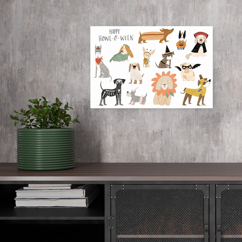 «Happy Howl-O-Ween», art mural abstrait fantaisiste et amusant, H 12 po x l 18 po