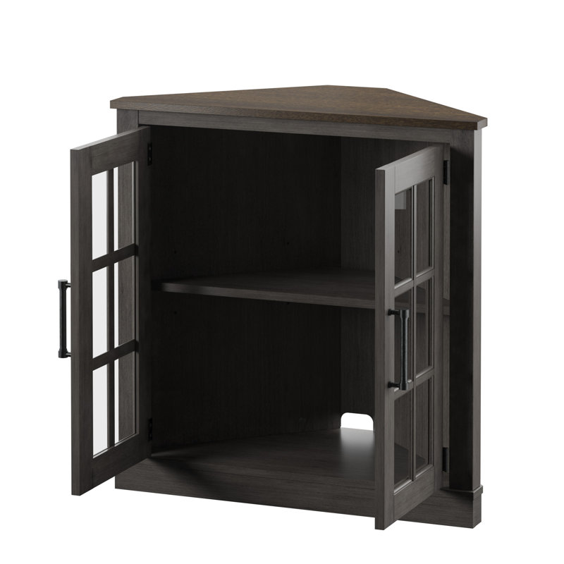 Truby Solid and Manufactured Wood 2-Door Accent Cabinet, Weathered Gray