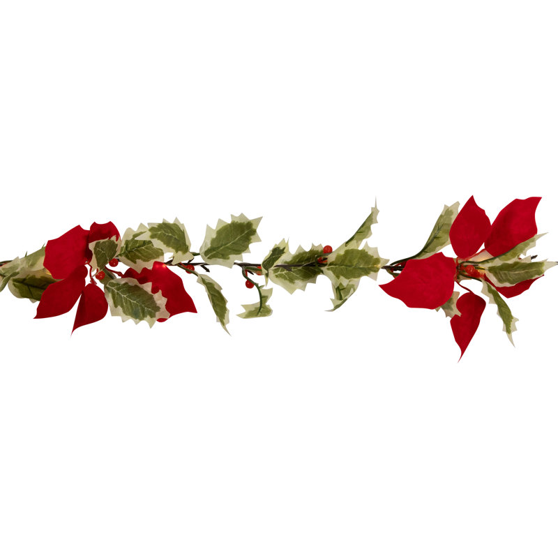 Pre-Lit B/O Mistletoe And Berry Christmas Garland - 7.5' X 5" - Warm White Lights
