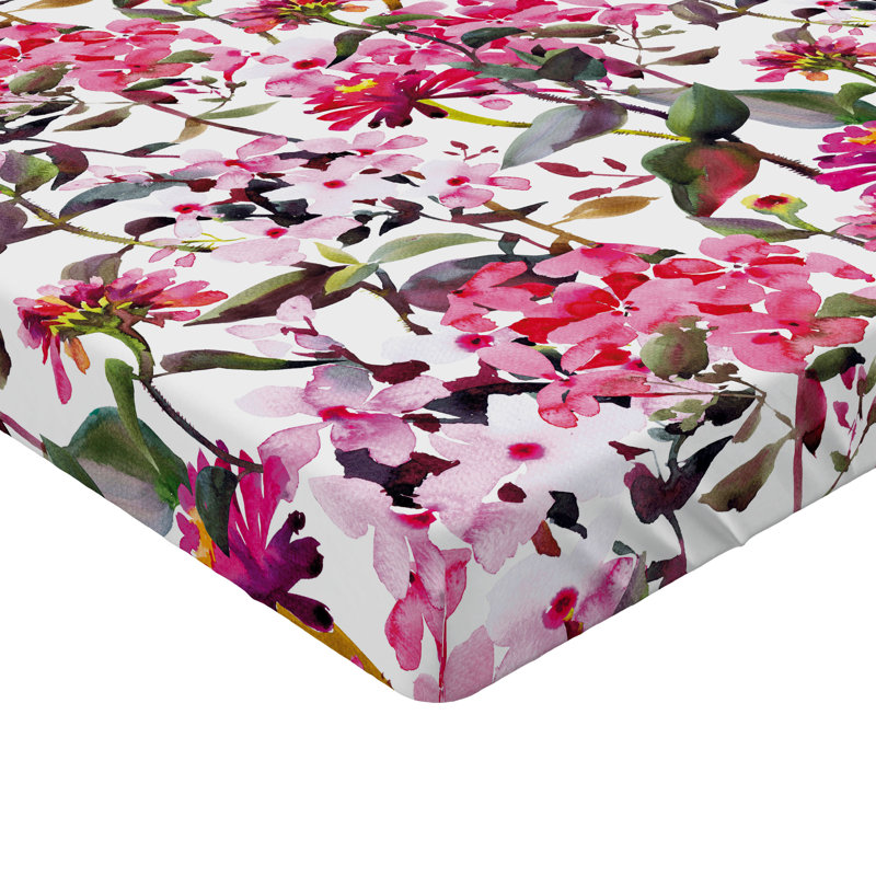 Drap-housse Ambesonne, Drap-housse de taille simple, Rose pastel, vert paon / floral 2