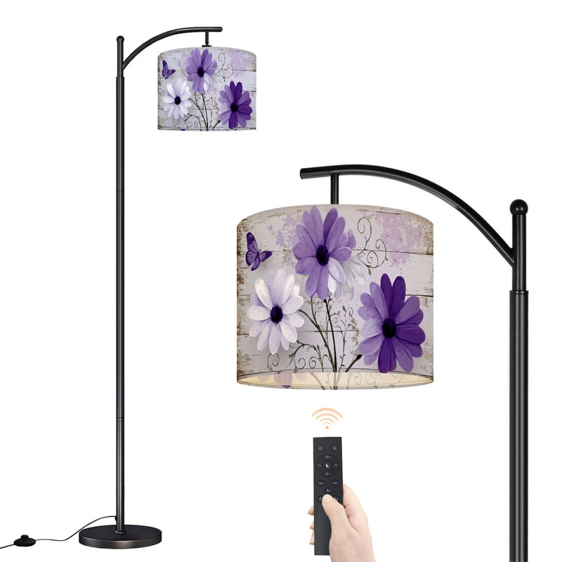 Lampe sur pied à arc avec abat-jour réglable Farmhouse Floral Daisy Flower