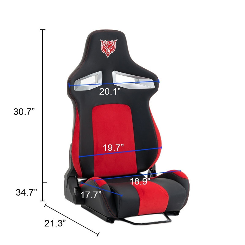Siège de simulateur Universal Racing - style baquet inclinable avec glissière à verrou réglable, Noir / Rouge