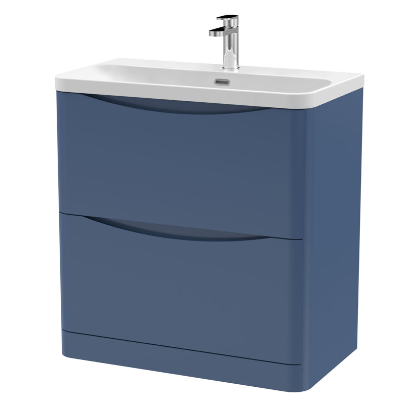 Lunar Bathroom Vanity, Satin Blue, 80.7 cm W
