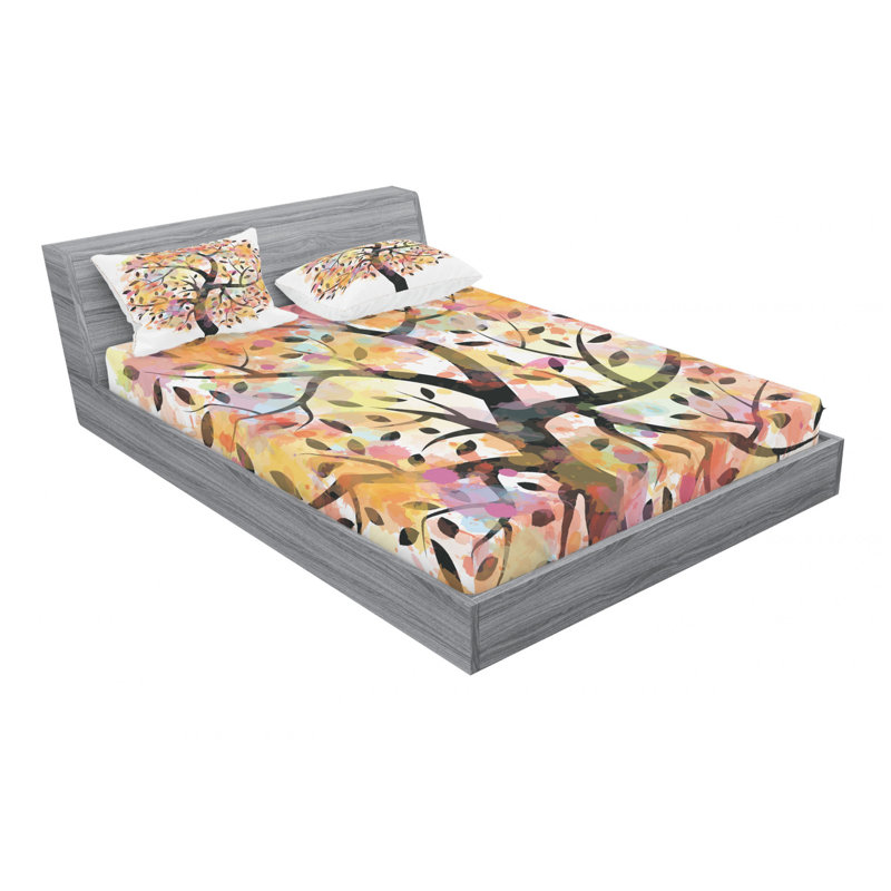 Microfiber Floral Sheet Set, Queen Sheet Set with Fitted Sheet