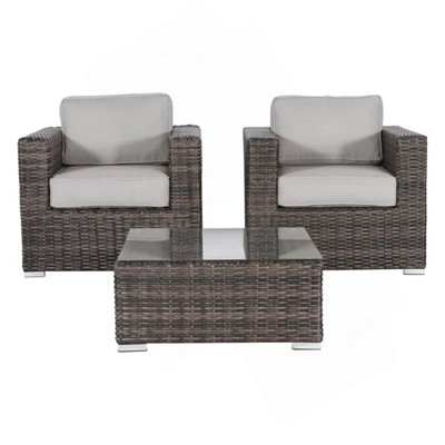 Fully Assembled 2-Person Rattan Wicker Seating Set With Cushions