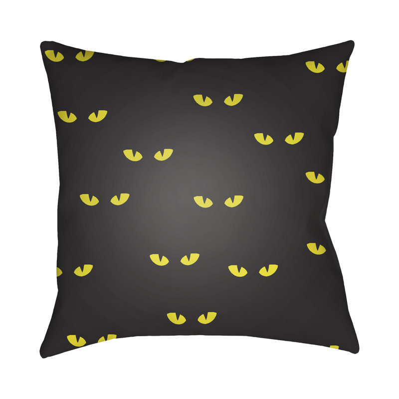  Indoor/Outdoor Throw Pillow, Black, Yellow, 18" H x 18" W x 4" D