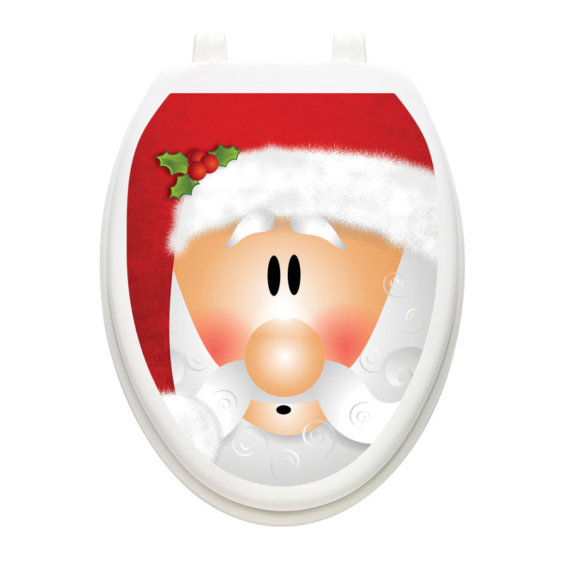Décalcomanie de siège de toilette Père Noël - Couvercle de toilette en vinyle, Allongé